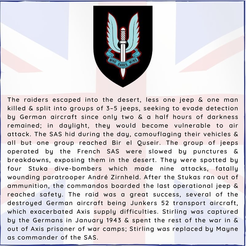 #otd 26 July 1942 - The SAS Raid on Sidi Haneish Airfield takes place.

#SAS #SpecialAirService #AfricanCampaign #BritishArmy #Secondworldwar #whodareswins