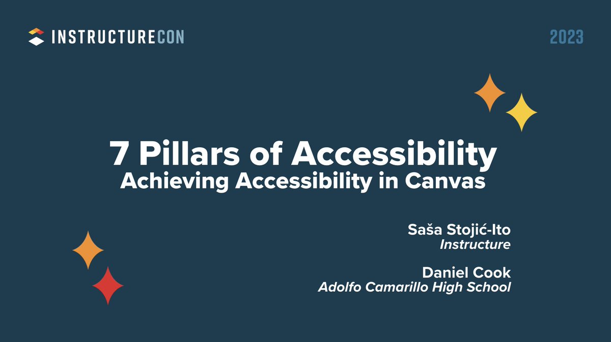 Honored to present at @Canvas_by_Inst  @Instructure's #INSTCon23  w/ @MrCookACHS on Accessibility and our work w/ @a_aron_ferguson at @OxnardUnion. Let's support each other on this #7PillarsA11y journey #MakingMoments together!