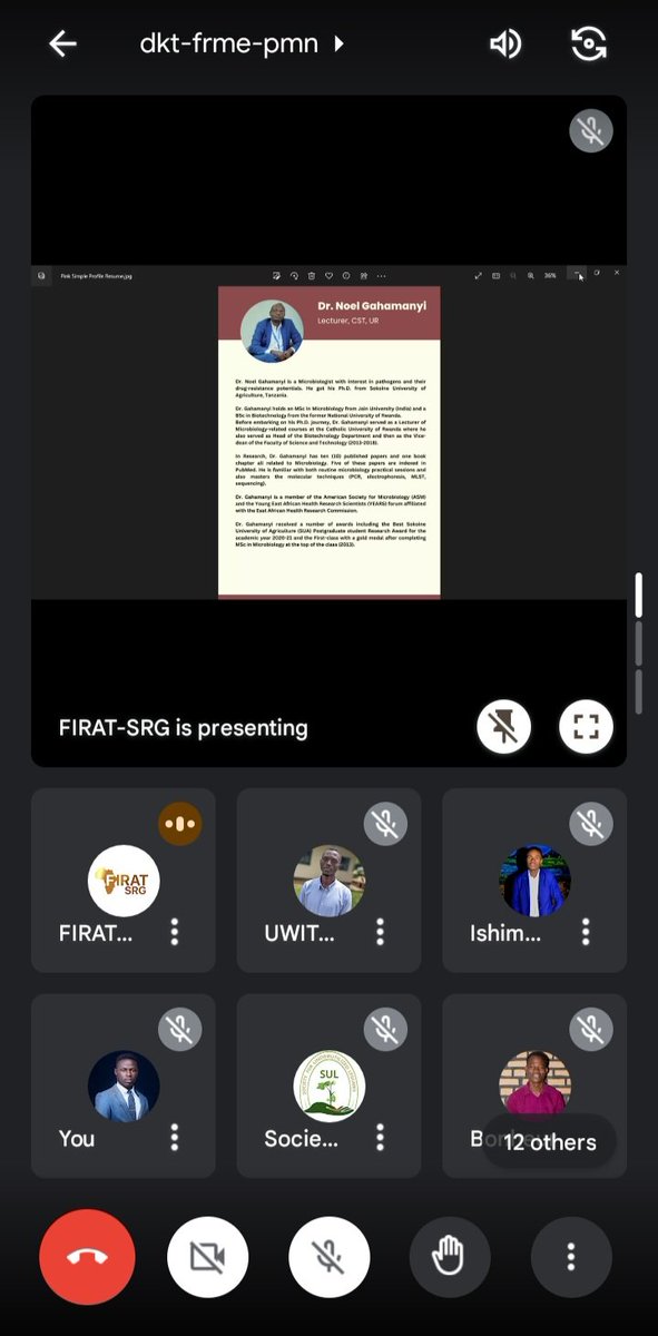 Firat_rwanda's tweet photo. π¨ HAPPENING NOW π¨
Our research mentor @GAHAMANYI6 is now mentoring @Firat_rwanda members in the Bimonthly Research Webinar Series.
We're studying on "How to develop a research question".
#StudentsInResearch https://t.co/uATrWCfxcP