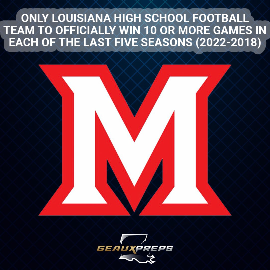 ʟʜꜱᴀᴀ ʜɪɢʜ ꜱᴄʜᴏᴏʟ ꜰᴏᴏᴛʙᴀʟʟ ᴛᴇᴀᴍ ᴡɪᴛʜ 10+ ᴡɪɴꜱ ɪɴ ᴇᴀᴄʜ ᴏꜰ ʟᴀꜱᴛ 5 ꜱᴇᴀꜱᴏɴꜱ

Only one program has officially achieved this mark... <a href="/MHS_TigerFBALL/">Many High School Football</a>

#GeauxPreps #LHSAA