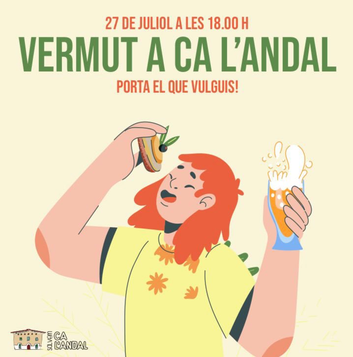 AVVBufala's tweet image. VERMUT A CA L’ANDAL

Dijous 27, a les 18 h. davant la masia, apunta't al vermut de @salvemcalandal! 
❗No t'oblidis de portar alguna cosa per compartir! 
Entre totis, #salvemcalandal 💚
#Bufalà #Badalona