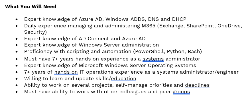 So I got this job offer, and I am unsure if I am ready to take 5 positions at once - Architect, Domain Admin, Windows Engineer, O365 Engineer, Security Operator - any takers? Or am I just too weak and should just suck it up? 😁