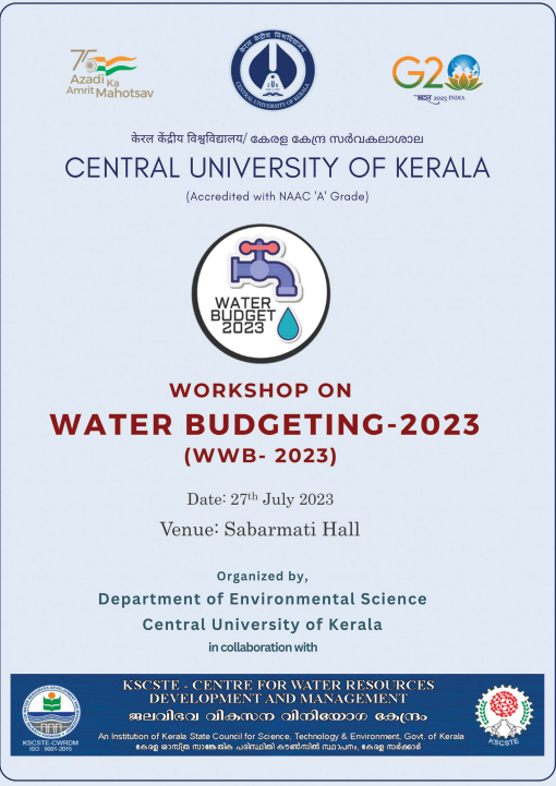 cukeralatweet's tweet photo. Join us for a one-day workshop on "Water Budgeting" organized by the Department of Environmental Science in collaboration with KSCSTE - Centre for Water Resource Development and Management.
#WaterBudgetingWorkshop #EVSDepartment #KSCSTE #WaterResourceManagement #WorkshopEvent https://t.co/xwiKUZa5RH