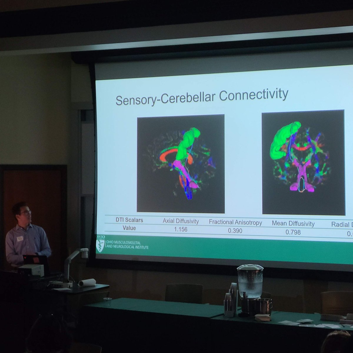 @NMBHAL_Lab @OMNIohio @OUHCOM student Aaron Batke presenting @MeditouchL BalanceTutor Perturbation data and brain structural diffusion tractography between S1 and cerebellum in collaboration with @amberschnittjer @JanetSimon51 @CHSPOhio @OhioU_PT