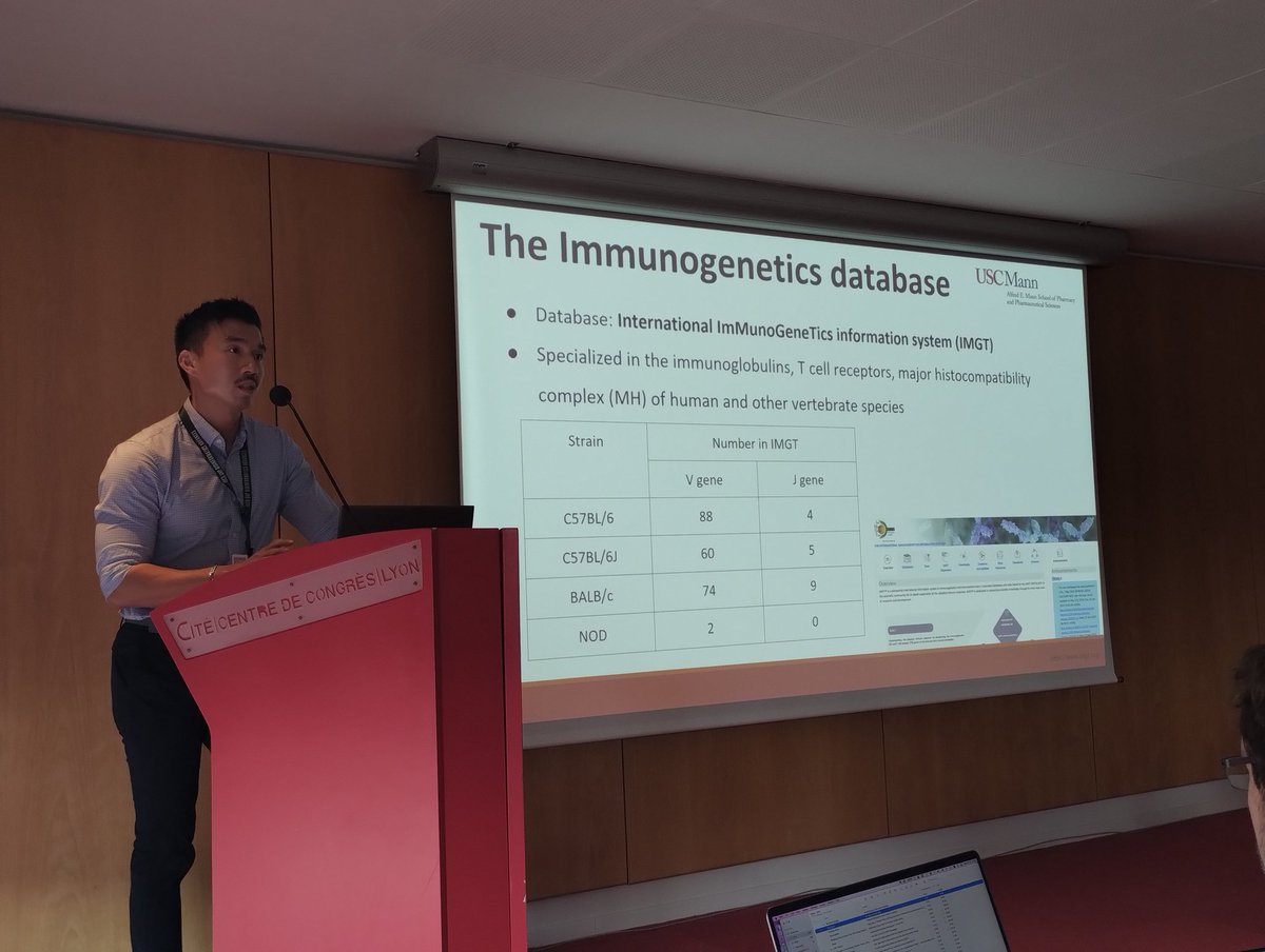 Yu-Ning Huang presents a systematic assessment of the completeness of TCR databases across Mus musculus strains @CAMDA_conf @iscb #ISMBECCB2023