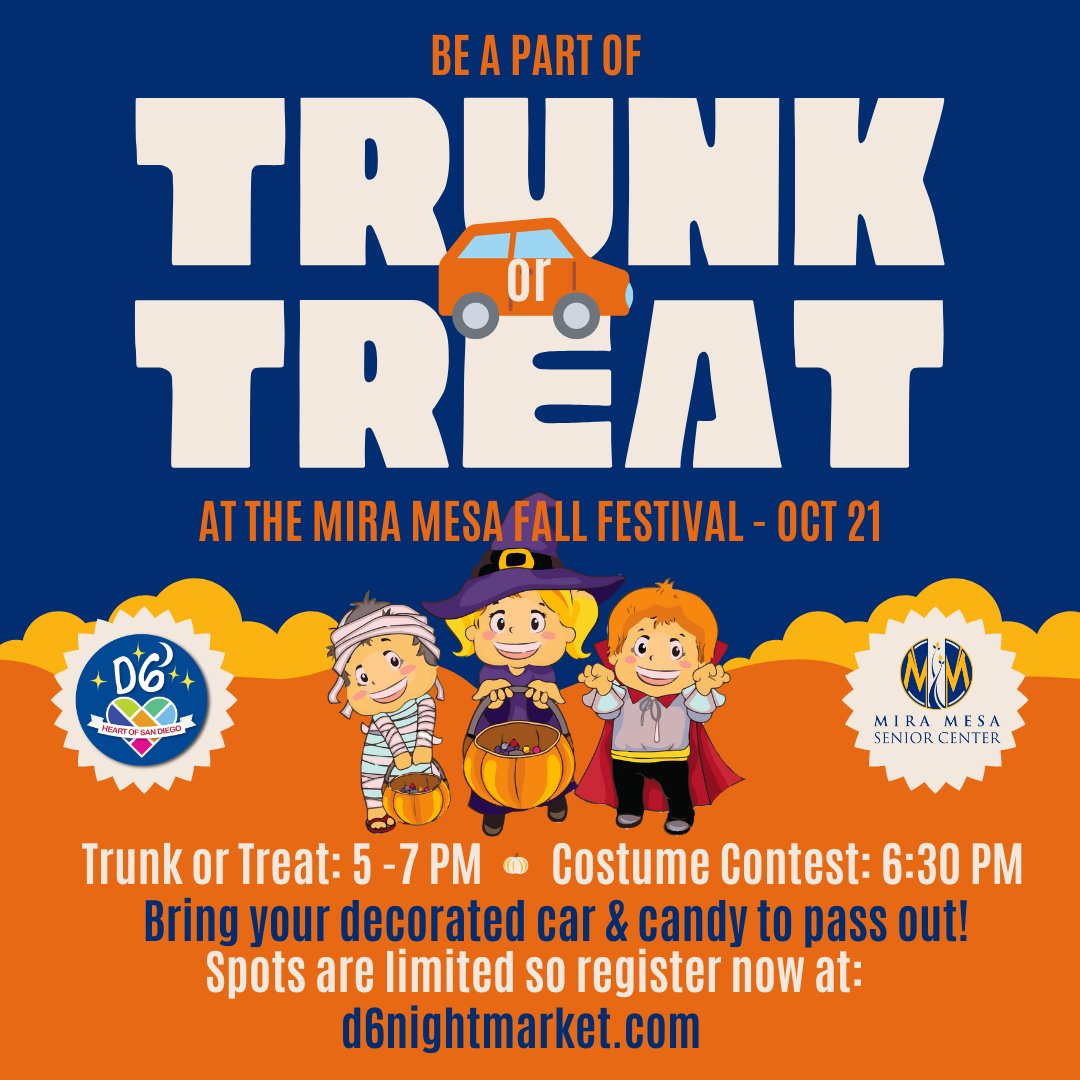 MiraMesaCenter's tweet photo. Have you RSVP  - Trunk or Treat for D6 Fall Festival - https://t.co/ow9ddR9wtF https://t.co/4xrKgIz6LF