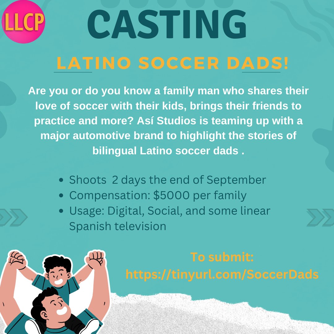 lizlewiscasting's tweet photo. NOW CASTING latino soccer dads!

https://t.co/2kSMG6xrpf https://t.co/ZlSYGVoveF