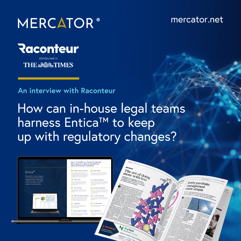 MercatorbyCitco's tweet photo. How can businesses streamline #EntityPortfolioManagement?
In @Raconteur, Kariem Abdellatif, Head of Mercator by Citco, sheds light on why multinationals need to embrace the #tech imperative today, explaining why our propriety platform, #Entica™ is best placed to help.