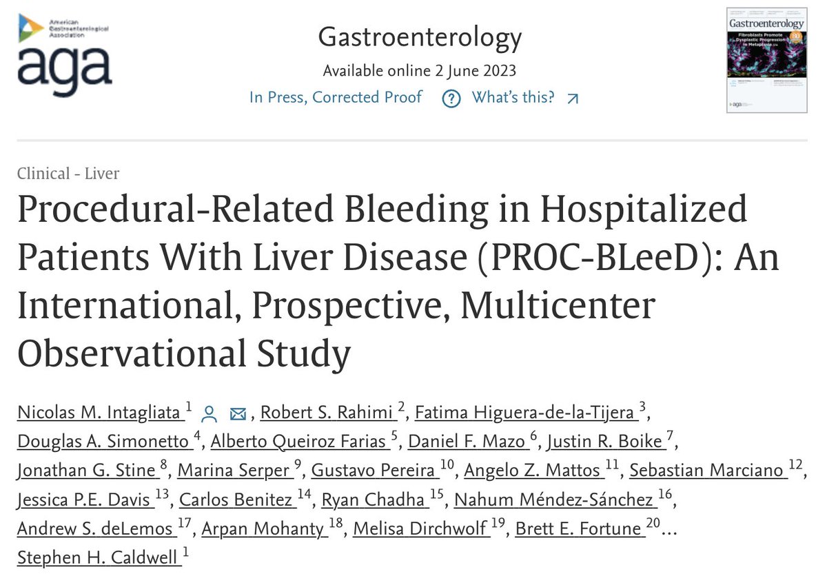 Our PROC-BLeeD Study is out now in @AGA_Gastro: sciencedirect.com/science/articl… @AmerGastroAssn @serperm @DougSimonetto @DrJessicaDavis @justinboike @RyanChadha1 @BrettEFortuneMD @DrArpanMohanty