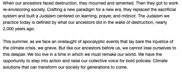 First, on the eve of Tisha B'Av, Rabbi @RJennieRosenn writes to @JoinDayenu supporters about the Jewish history of rebuilding and re-envisioning society in the wake of adversity and destruction. (@JoinDayenu to read the full email: dayenu.org)