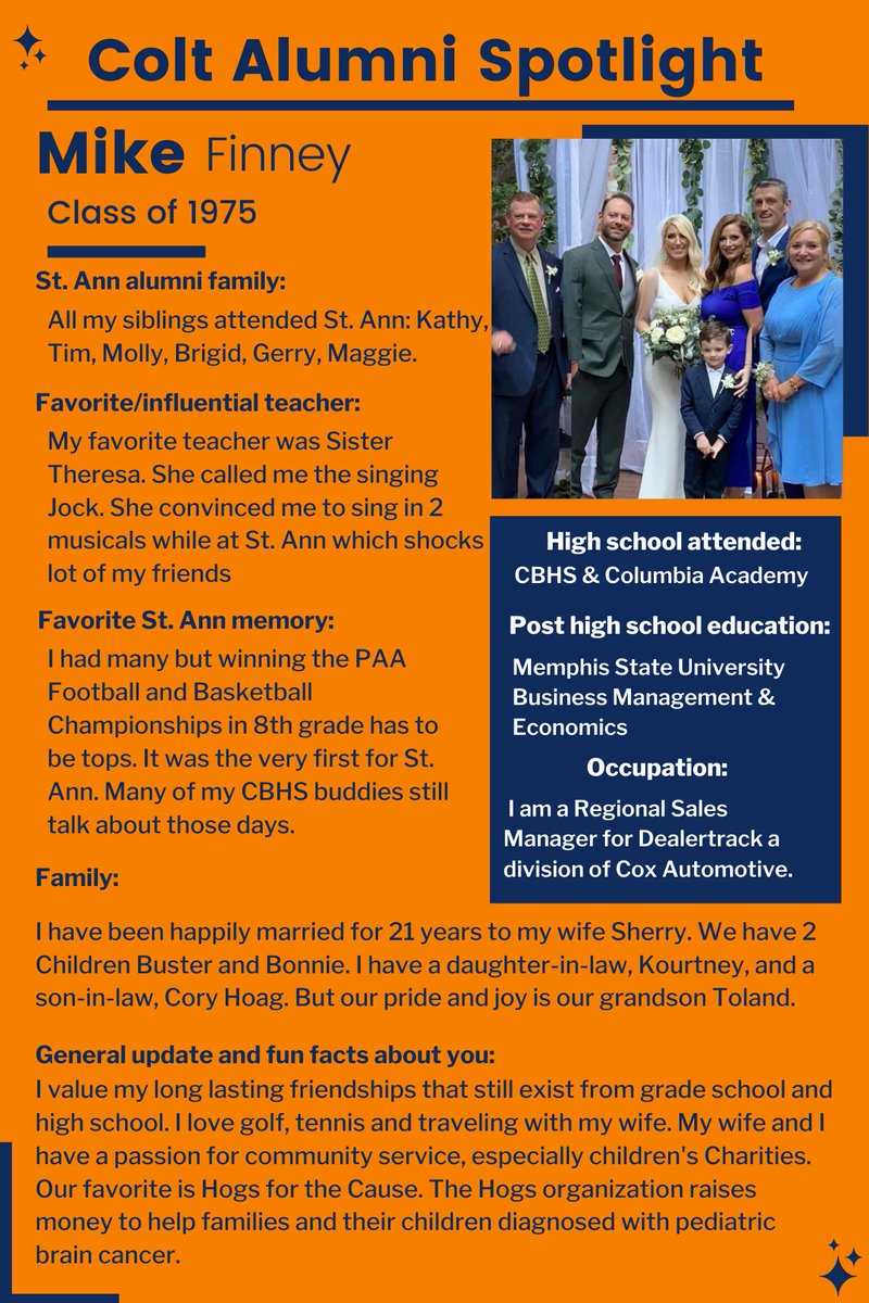 stannschool's tweet photo. We are excited to share with you this month's Colt Alumni Spotlight! 

We are still working to fill our Alumni Database so we can stay in touch with all of our Colts!  Fill out the form below so you can stay in touch with us! 
https://t.co/SYgYDzm4v6 https://t.co/N0nr5QDmrf