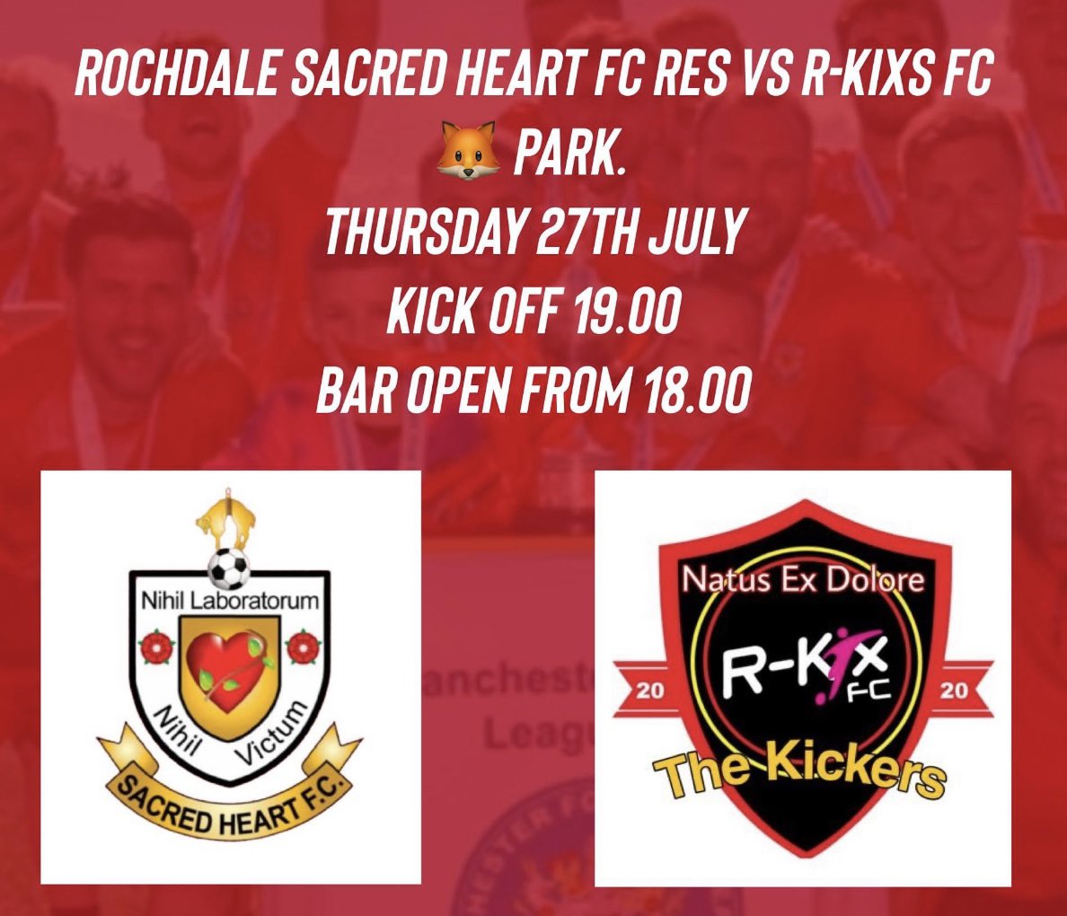 A good test coming up for the lads tomorrow evening as we take a team up to <a href="/SacredHeartFC/">Rochdale Sacred Heart FC</a> to face their reserve side tomorrow evening! 🔴⚫️🔵