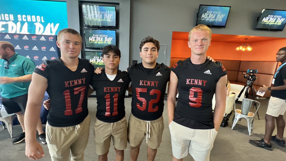 JustinBarneyTV's tweet photo. From ⁦@BKHS_Football⁩ at HSFB media day, Nash Beenen, Gio Gonzales, Nate Politano and James Resar. https://t.co/FS8ZkUmQ1b