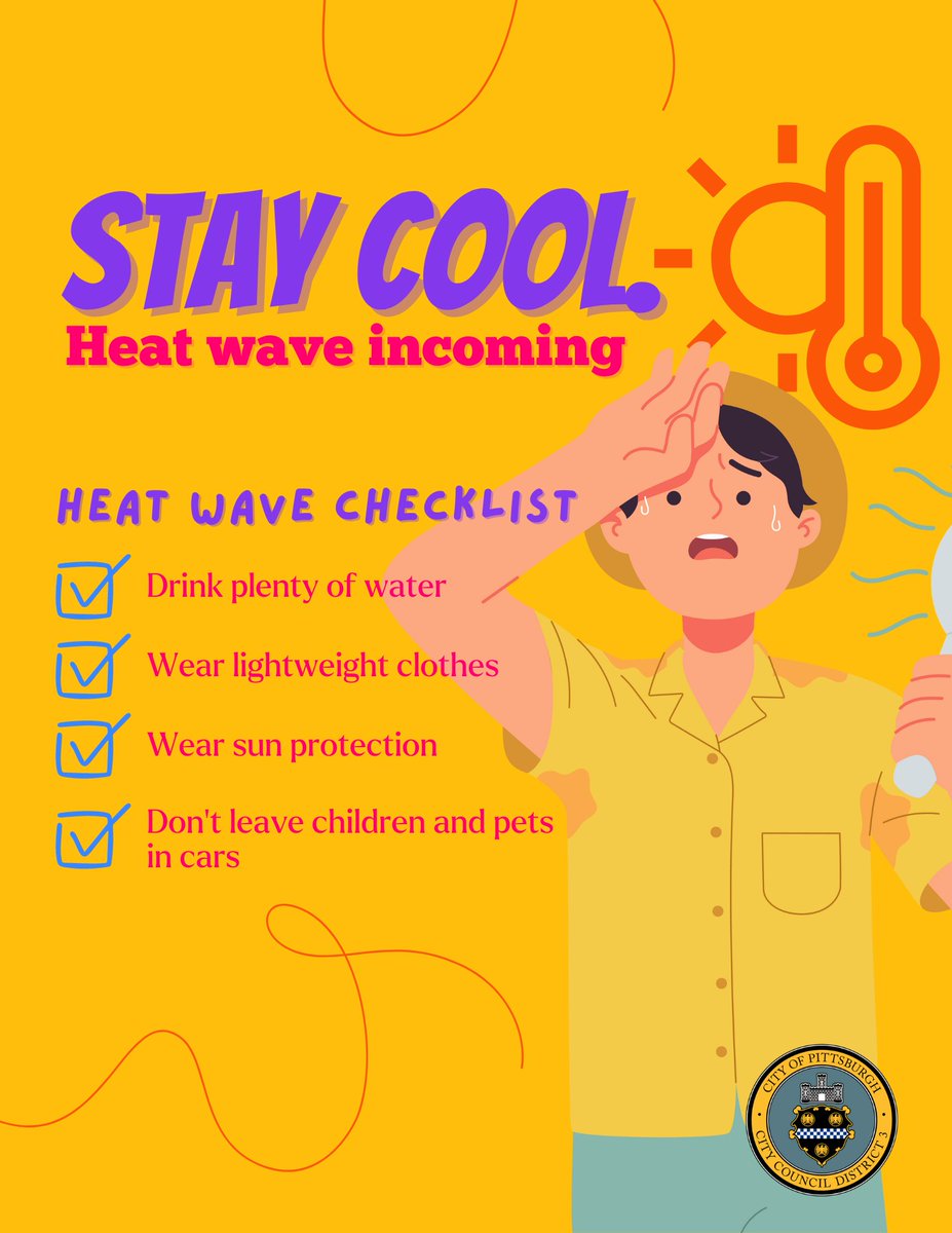 As the temperatures rise 🌡🔥 in Pittsburgh, remember to stay cool and avoid overexerting yourself!