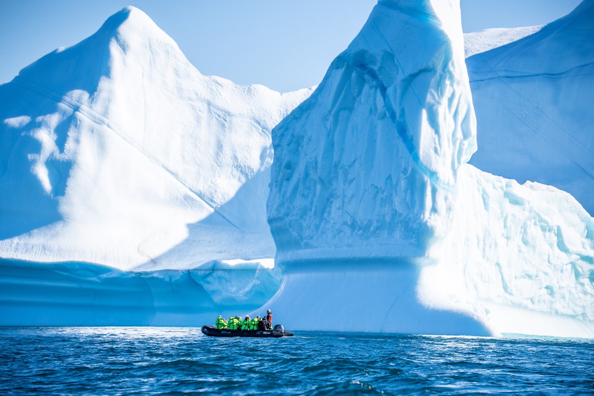 Ready to witness nature's frozen marvels up close? Our expedition yachts and Zodiacs offer front-row seats to the captivating beauty of Arctic icebergs! #atlasoceanvoyages #yachtexpedition #yachtlife #Arctic