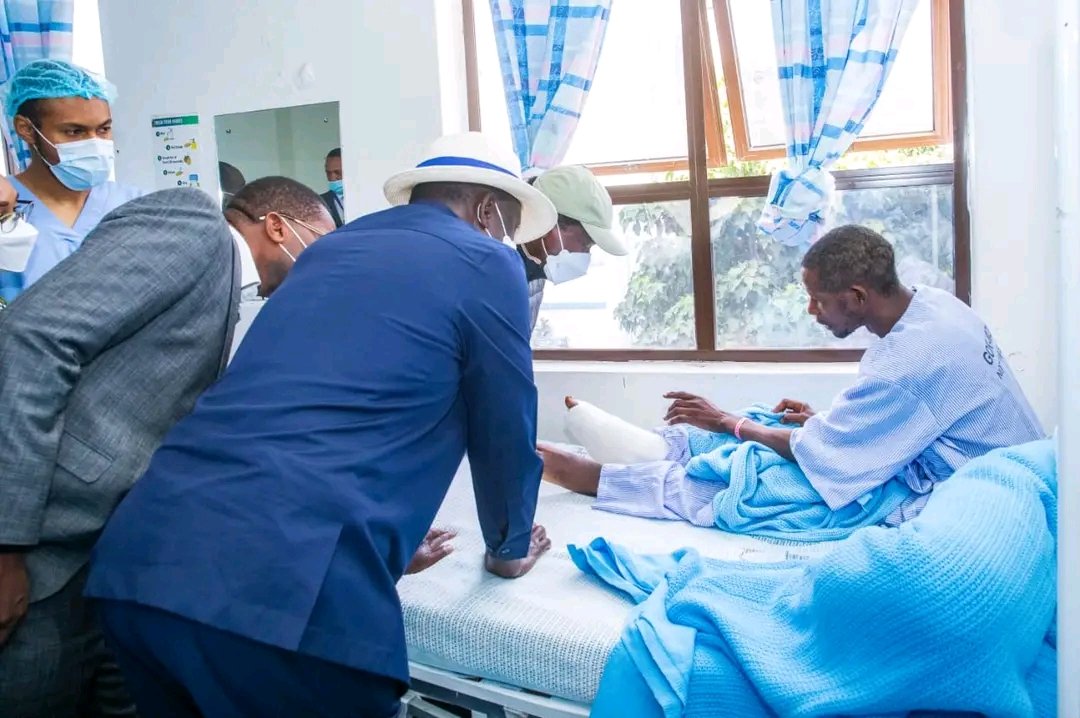 usawa_party's tweet photo. USAWA Party Leader and Azimio Co- Principal H.E @ItsMwangiWaIria  joined Azimio Leader H.E. Rt Hon. @RailaOdinga and Wiper Boss H.E. @skmusyoka      to pay a visit to victims of police brutality receiving treatment in various hospitals. WE SHALL OVERCOME! https://t.co/v5ohNFdNyb