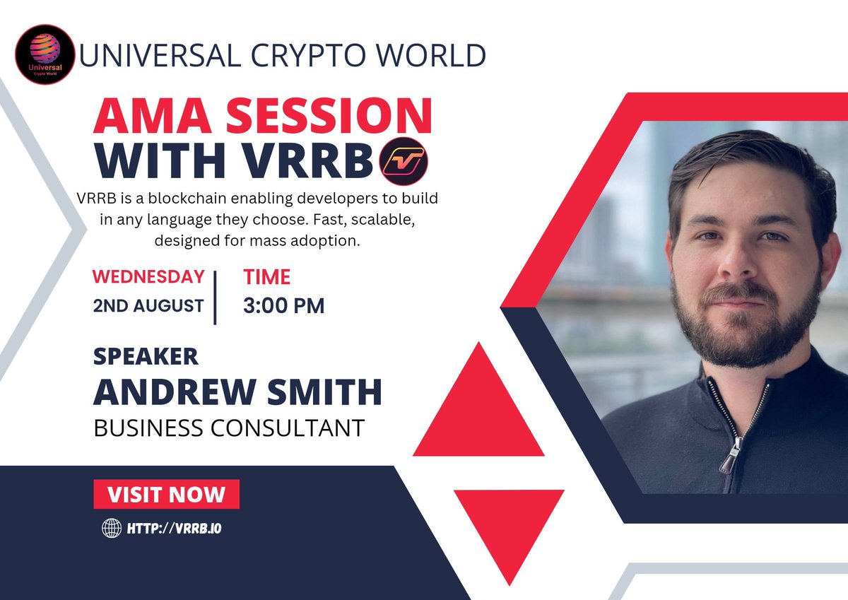 Universal Crypto World (@unicrypto_world) on Twitter photo 💠Video AMA Session With VRRB.io...
🎁Prize: 100$ USDT
📆Date: August 2nd, At 3:00 PM UTC..
🏨 Venue: t.me/Universalcrypt…
〽️ Rules:
1️⃣. Follow
<a href="/UniCrypto_World/">Universal Crypto World</a>
&
@VRRBLabs
2️⃣. Like , Retweet , Comment Your Questions and Follow project. 💠Video AMA Session With VRRB.io...
🎁Prize: 100$ USDT
📆Date: August 2nd, At 3:00 PM UTC..
🏨 Venue: t.me/Universalcrypt…
〽️ Rules:
1️⃣. Follow
<a href="/UniCrypto_World/">Universal Crypto World</a>
&
@VRRBLabs
2️⃣. Like , Retweet , Comment Your Questions and Follow project.