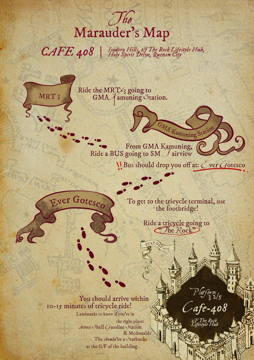 D-2 til #Platform325 : The Stay Cafe STAYDAY celebration! To reveal the  map, tap your wand and recite, \, image size:849x1200