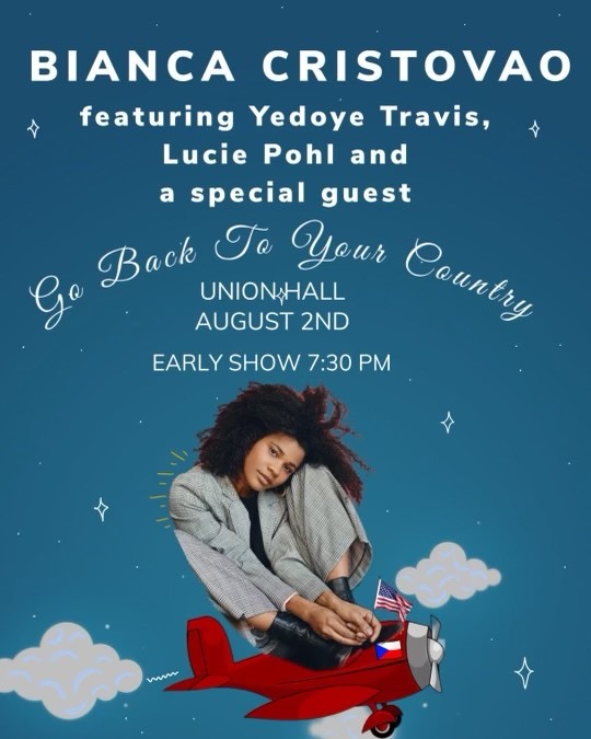 Union Hall (@unionhallny) on Twitter photo ONE WEEK FROM TONIGHT!
<a href="/Biancacristovao/">Bianca Cristovao</a> headlines Union Hall at Bianca Cristovao: Go Back To Your Country on Wednesday, August 2nd!
Featuring special guests <a href="/yedoye_/">yedoye</a>, <a href="/LuciePohlComedy/">Lucie Pohl๐ฅ</a>, and More!
๐: tinyurl.com/4ftkv4uh ONE WEEK FROM TONIGHT!
<a href="/Biancacristovao/">Bianca Cristovao</a> headlines Union Hall at Bianca Cristovao: Go Back To Your Country on Wednesday, August 2nd!
Featuring special guests <a href="/yedoye_/">yedoye</a>, <a href="/LuciePohlComedy/">Lucie Pohl๐ฅ</a>, and More!
๐: tinyurl.com/4ftkv4uh