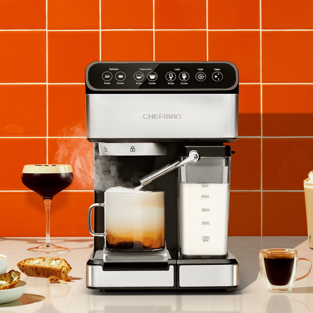 MyChefman's tweet image. Elevate your espresso game with the Chefman 6-in-1 #EspressoMachine - the ultimate coffee companion! ☕️ #BrewLikeABarista when you order yours now: l8r.it/OcSi.
