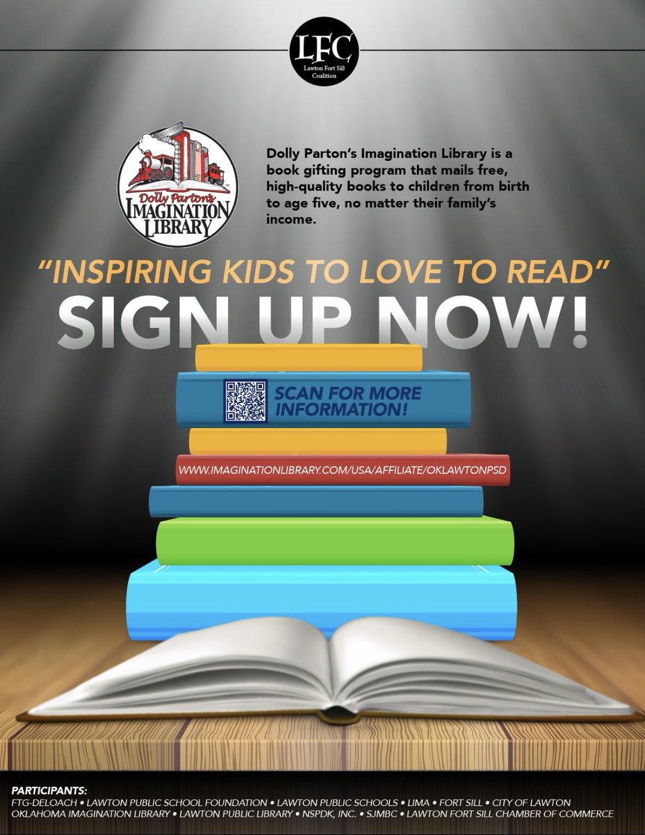 The Lawton Fort Sill Community is partnering with <a href="/dollyslibrary/">Imagination Library</a> to provide high-quality reading to young children age 5 &amp; under!

Be sure to check out the website, imaginationlibrary.com to learn all about this program, how to get involved, and register your child!