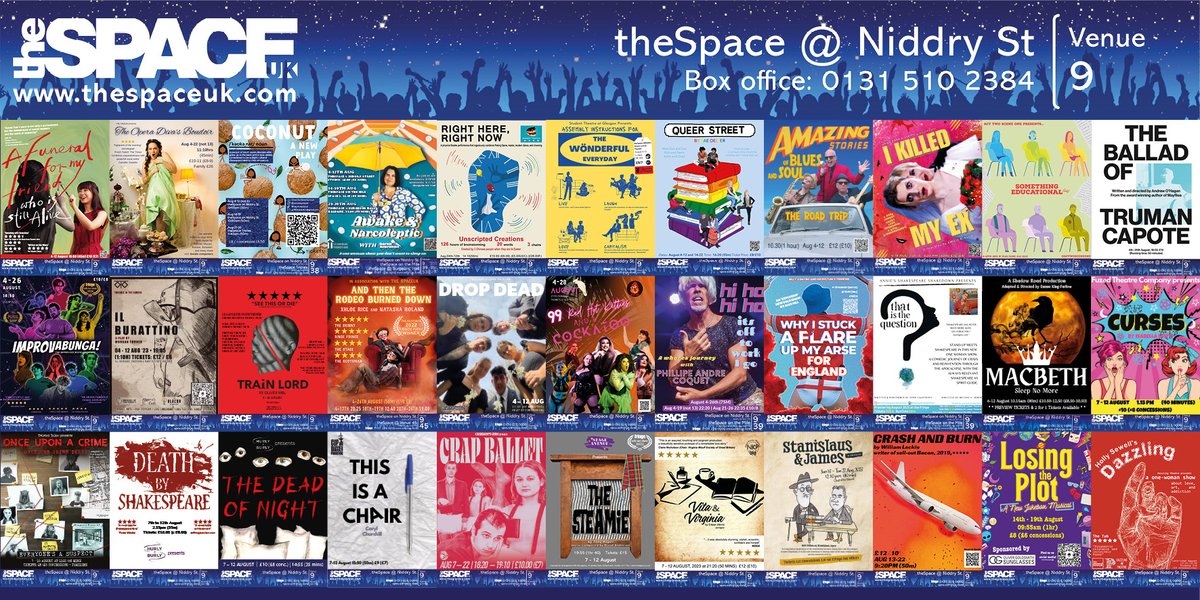 theSpaceUK's tweet photo. 📢 It's Poster Wednesday! 🎉🖼️ Step into a visual wonderland with mesmerizing posters from theSpaceUK at #EdinburghFringe - this time featuring shows from Niddry &amp; Venue 45 🎨🔥 #PosterWednesday #ArtisticMarvels #EdFringe2023 https://t.co/PnLDuMs7YV