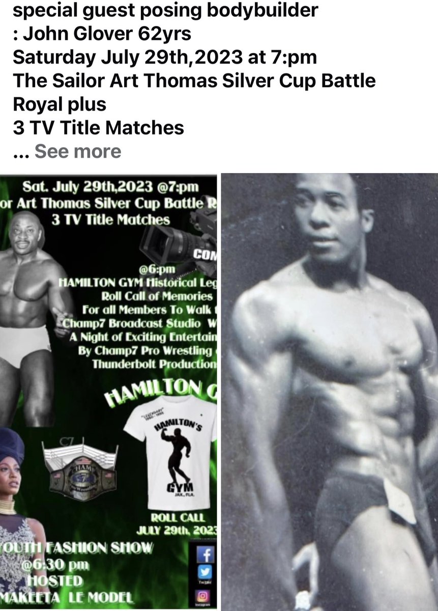 uachamp7's tweet photo. Saturday July 29th,2023 at 7:pm
The Sailor Art Thomas Silver Cup Battle Royal plus
3 TV Title Matches 
At 7:30 pm 
LFCC YOUTH FASHION SHOW HOSTED BY MAKEETA LE MODEL
At 6:pm 
HAMILTON GYM Historical Legendary 
Roll Call of Memories of all Members Walk the Champ7 Broadcast Studio https://t.co/WsZY8lrUia