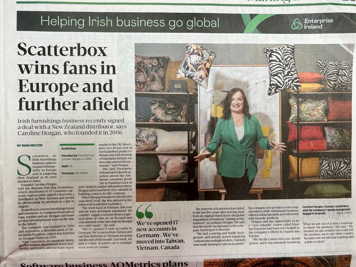 Abbeylands Furniture in the National Media Spotlight.

Brilliant to see our Business All-Star Abbeylands Furniture getting deserved recognition in the Sunday Business Post recently.

Here's to the Unstoppable Success of Abbeylands Furniture Ltd! Keep Radiating! 

#AIBF