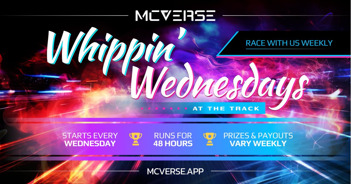 TheMCVerse's tweet photo. Week 2 of WHIPPIN' WEDNESDAY incoming!
Starts tonight 8p EST time runs 48 hours.
#freetoplay
#freetoenter
#freetowin
We are going out 5 prizes this week!
Download the game here https://t.co/i6p7TpMajT
#unity #racing #avax #gamingonavax #controller #esports https://t.co/sLZTbAbOgM