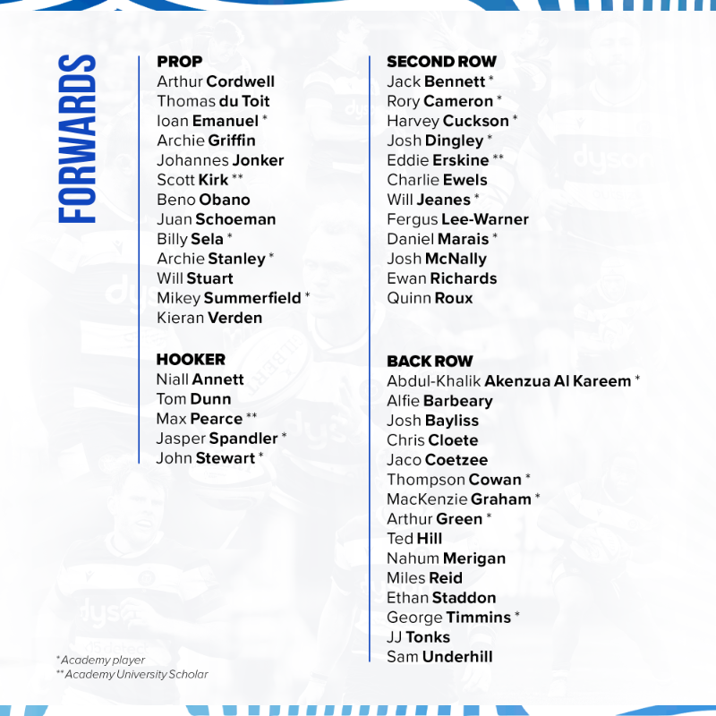 BathRugby's tweet photo. 𝐘𝐨𝐮𝐫 𝐜𝐨𝐧𝐟𝐢𝐫𝐦𝐞𝐝 𝟐𝟎𝟐𝟑/𝟐𝟒 𝐁𝐚𝐭𝐡 𝐑𝐮𝐠𝐛𝐲 𝐒𝐪𝐮𝐚𝐝 🔵⚫⚪

A refreshed coaching set-up will guide a team of rising stars and international talent ready to take on a new season in Blue, Black and White.

We can’t wait to get things started 👇