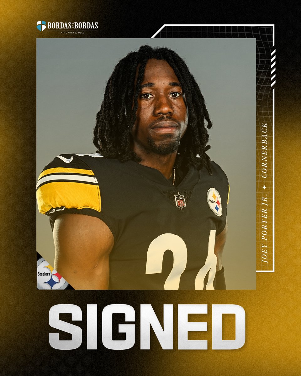 steelers's tweet photo. We have signed CB Joey Porter Jr. @BordasLaw 

📝: https://t.co/vkPqlBeUpi https://t.co/4hJ8zgnjpS
