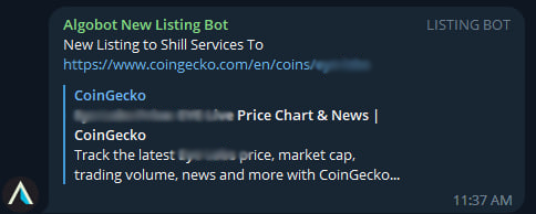 AlgoBotPro's tweet image. New listings bot is now LIVE!

As new projects get listed the bot will trigger an alert to this group. This will  allow any of the community to help share our offered services to these projects that are now qualified to trend.