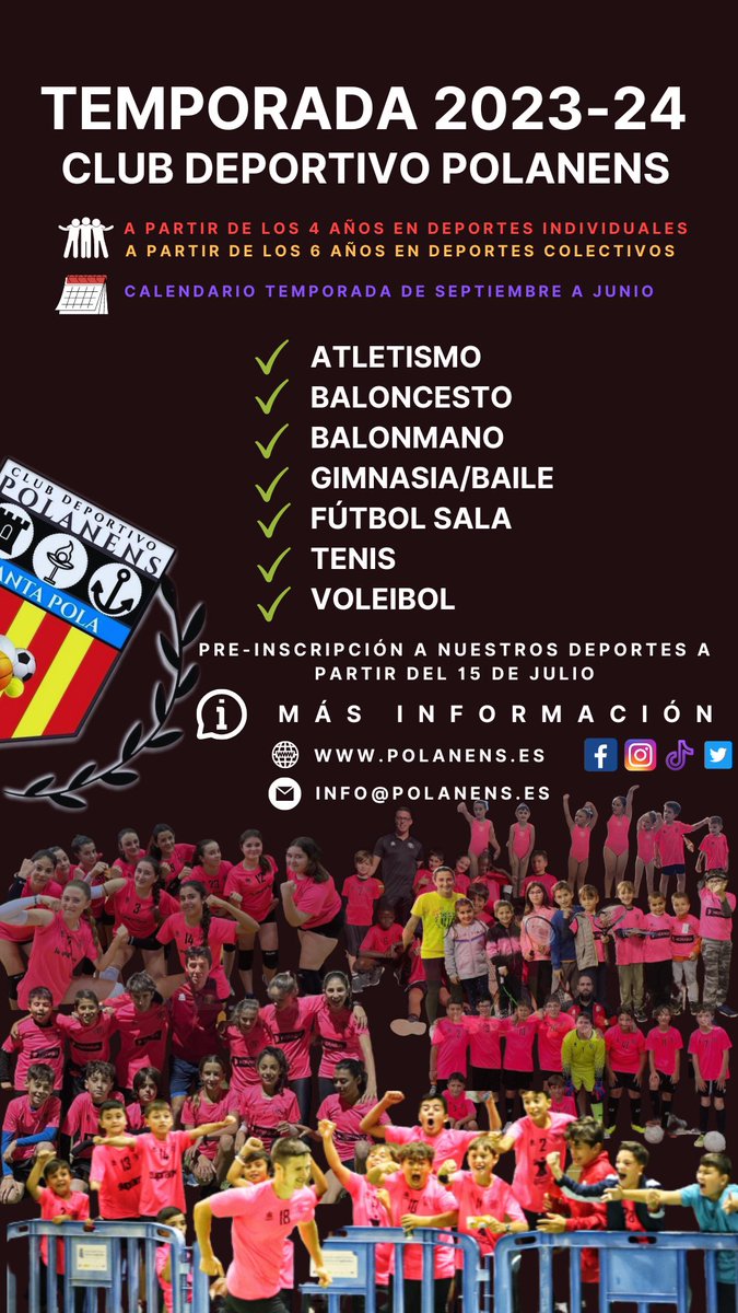 ABIERTAS LAS PLAZAS DE NUESTROS DEPORTES PARA LA TEMPORADA 23-24

Más información ℹ️👇
polanens.es/2023/07/abiert…

#polanens #santapola