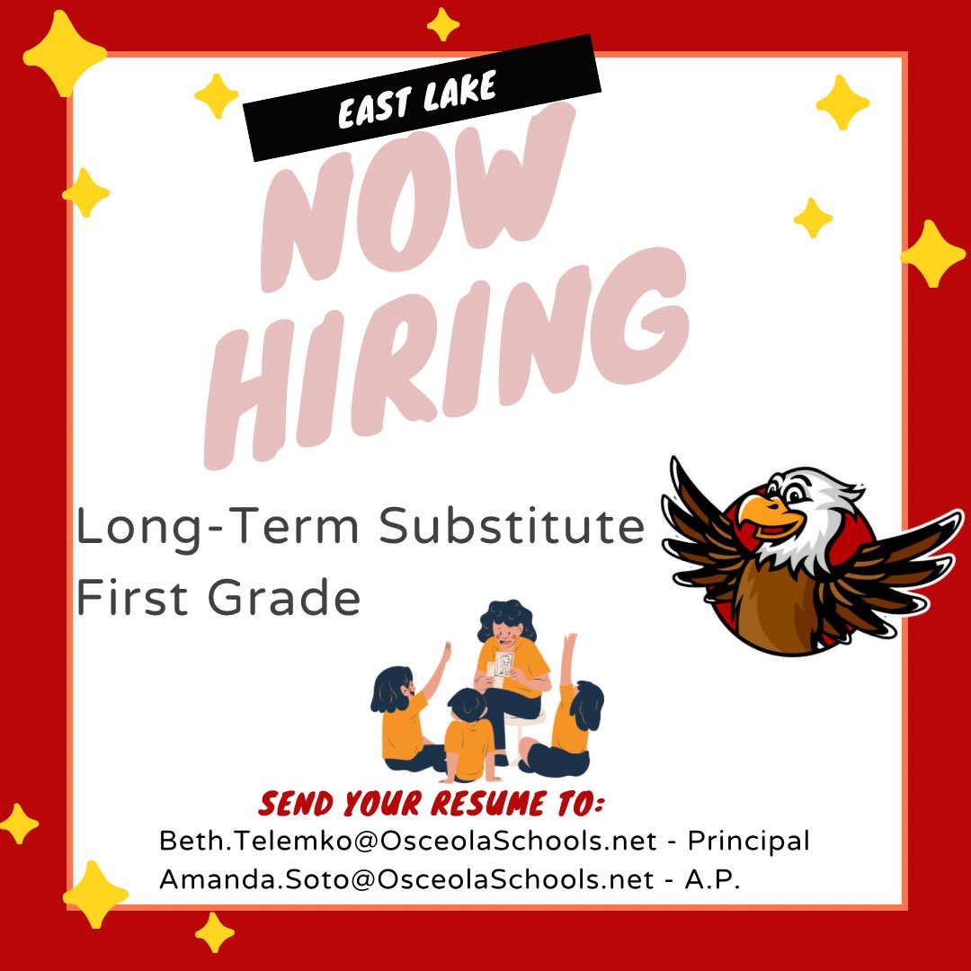 Are you (or is someone you know) a substitute looking for a long-term position? We’re looking for a dynamic team-player to join first grade for a maternity leave! See information below!
#together #riseabove #sdocgoodtogreat