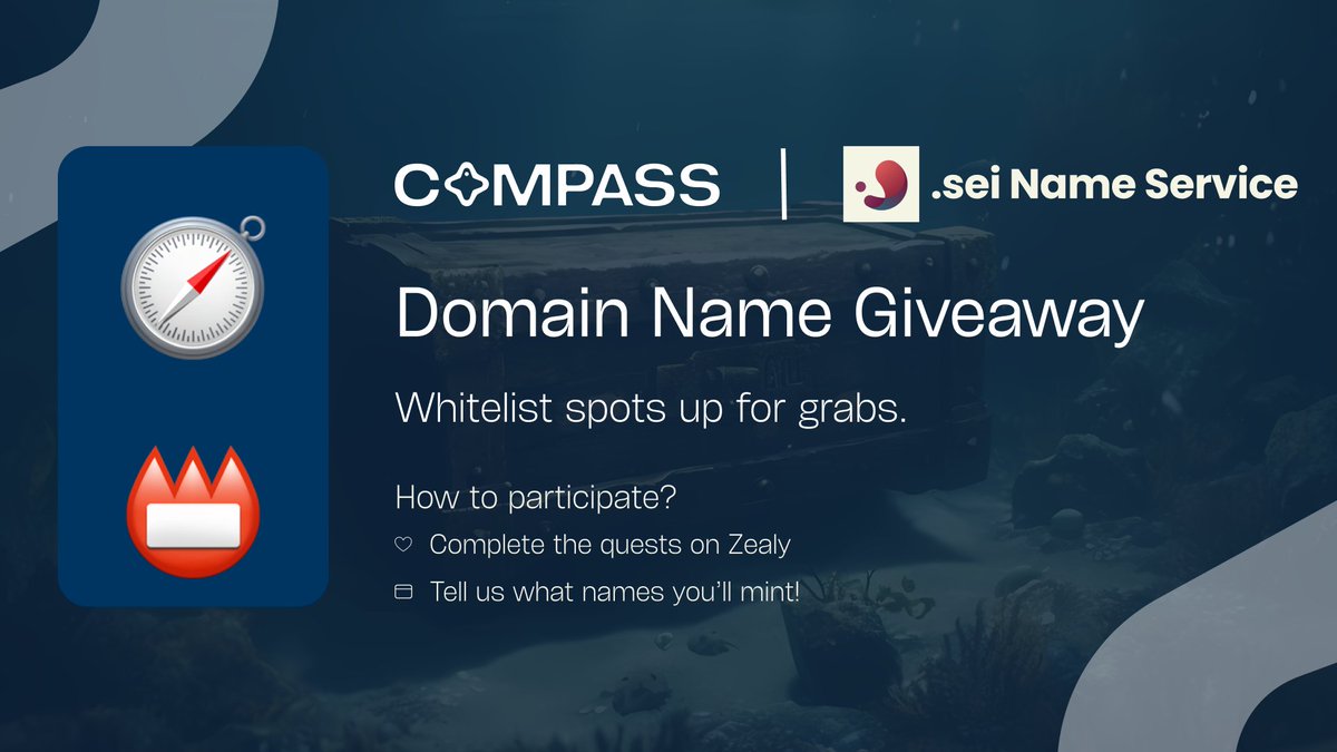 compass_wallet's tweet photo. We're partnering with @SID_sei_name to bring you a unique giveaway!

With @spaceid, you get a distinctive on-chain identity that bridges the gap between digital &amp; physical.

50 whitelist spots up for grabs, check out the quest on @zealy_io now 🗨️

https://t.co/uWKDsvHUHk https://t.co/Axw6FZkZfk
