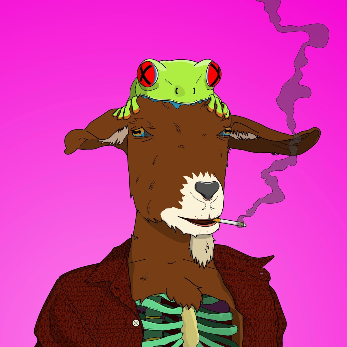 LarryMiles's tweet photo. @tpat_eth @adaGOATS @JohnRiveraX It’s my favorite Goatia trait! I’ve collected several. #LFFROG!
#LFGOAT https://t.co/sAnQ9Q49uv