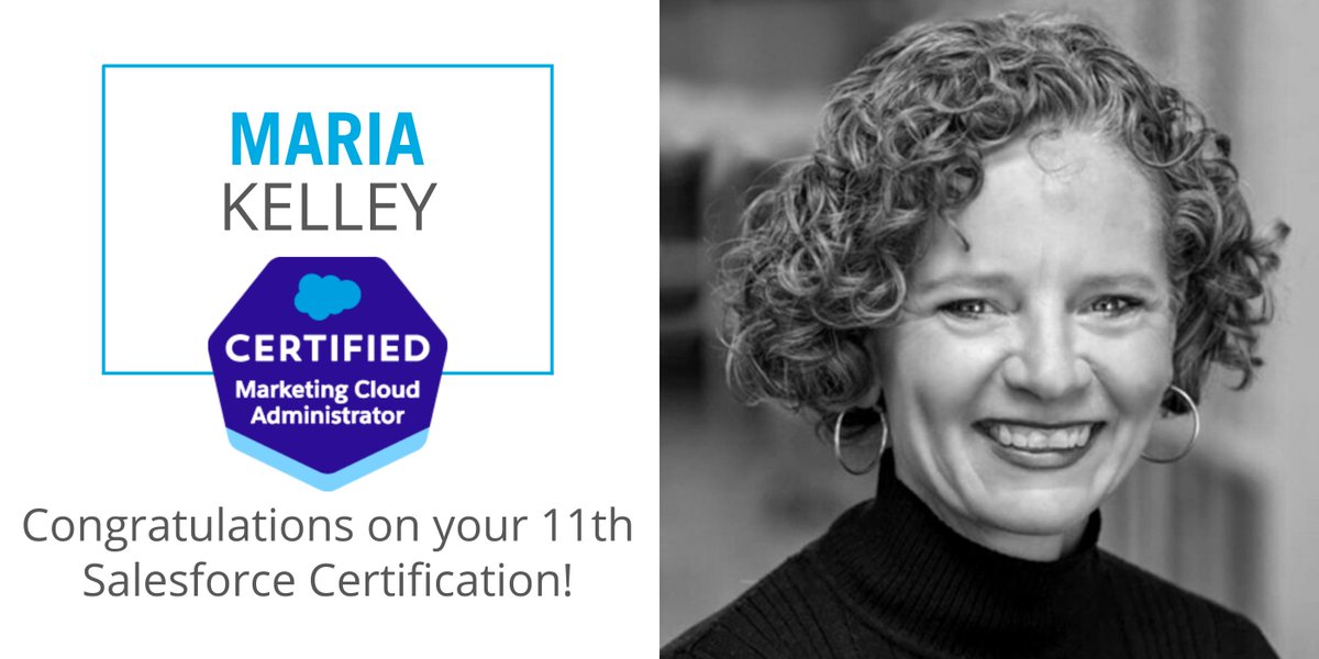 Congratulations to our very own Maria Kelley for completing her Salesforce Marketing Cloud Administrator Certification!
#salesforce #salesforcecertified #marketingcloud