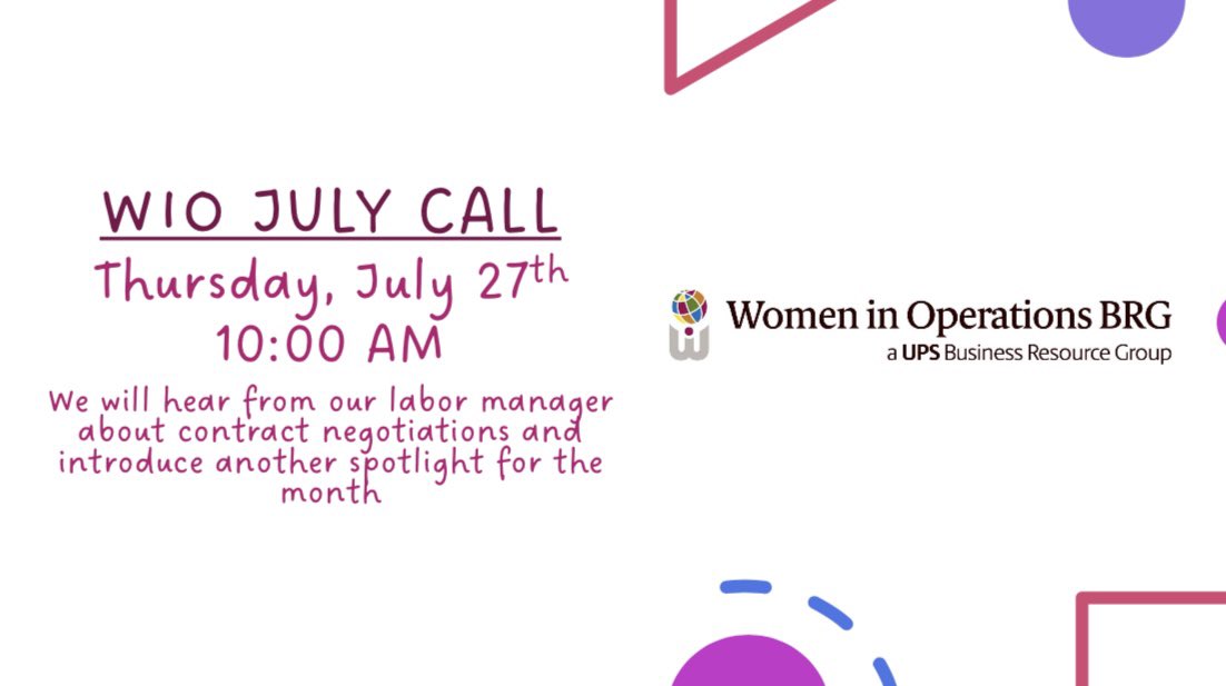 OKWEST_WIO's tweet photo. Good afternoon WIO, we have our July call tomorrow at 10:00am! You don’t wanna miss this! Reach out if you would like the link to the zoom call sent to your work or personal email. See you then!! #WIO #RedRiver #WomenInOperations #UPS #development #community #connections https://t.co/WOAtMNEuan