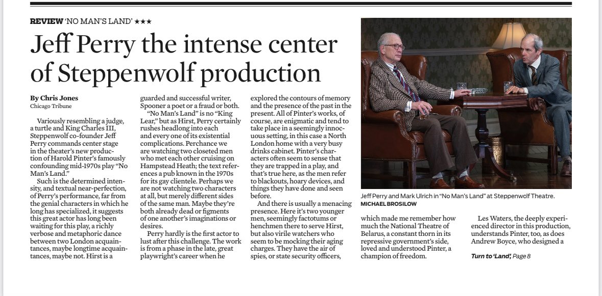 Jeff Perry (@jeffperryreal) on Twitter photo Giant thanks to <a href="/ChrisJonesTrib/">Chris Jones</a> & <a href="/chicagotribune/">Chicago Tribune</a> for spreading awareness of the great playwright Harold Pinter & showering love on your current <a href="/SteppenwolfThtr/">Steppenwolf Theatre</a> revival of ‘No Man’s Land’🙌🫶 chicagotribune.com/entertainment/… Giant thanks to <a href="/ChrisJonesTrib/">Chris Jones</a> & <a href="/chicagotribune/">Chicago Tribune</a> for spreading awareness of the great playwright Harold Pinter & showering love on your current <a href="/SteppenwolfThtr/">Steppenwolf Theatre</a> revival of ‘No Man’s Land’🙌🫶 chicagotribune.com/entertainment/…