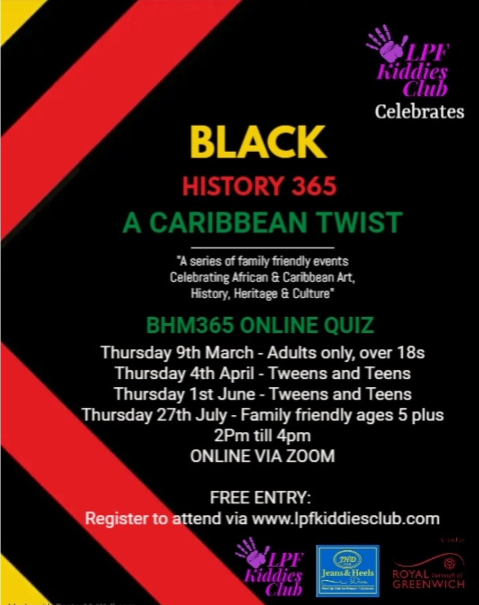 LPFKiddiesClub's tweet photo. We've thoroughly enjoyed hosting our 'A Caribbean Twist' programme of events funded by @Royal_Greenwich #BH365 fund 22/23

Join us tomorrow for our final online quiz &amp; games event &amp; on 26th August for our final celebration event.

Tickets available via
https://t.co/mnvfMXjmU0 https://t.co/LA5yFeXB1b