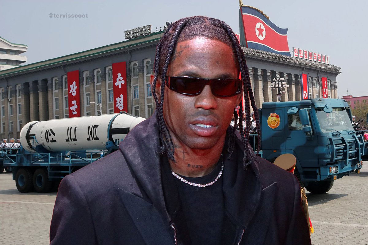tervisscoot's tweet photo. With the concert cancellation in Egypt, Travis Scott could look to perform Utopia for the first time in NORTH KOREA 🇰🇵 https://t.co/hennwWkWTB