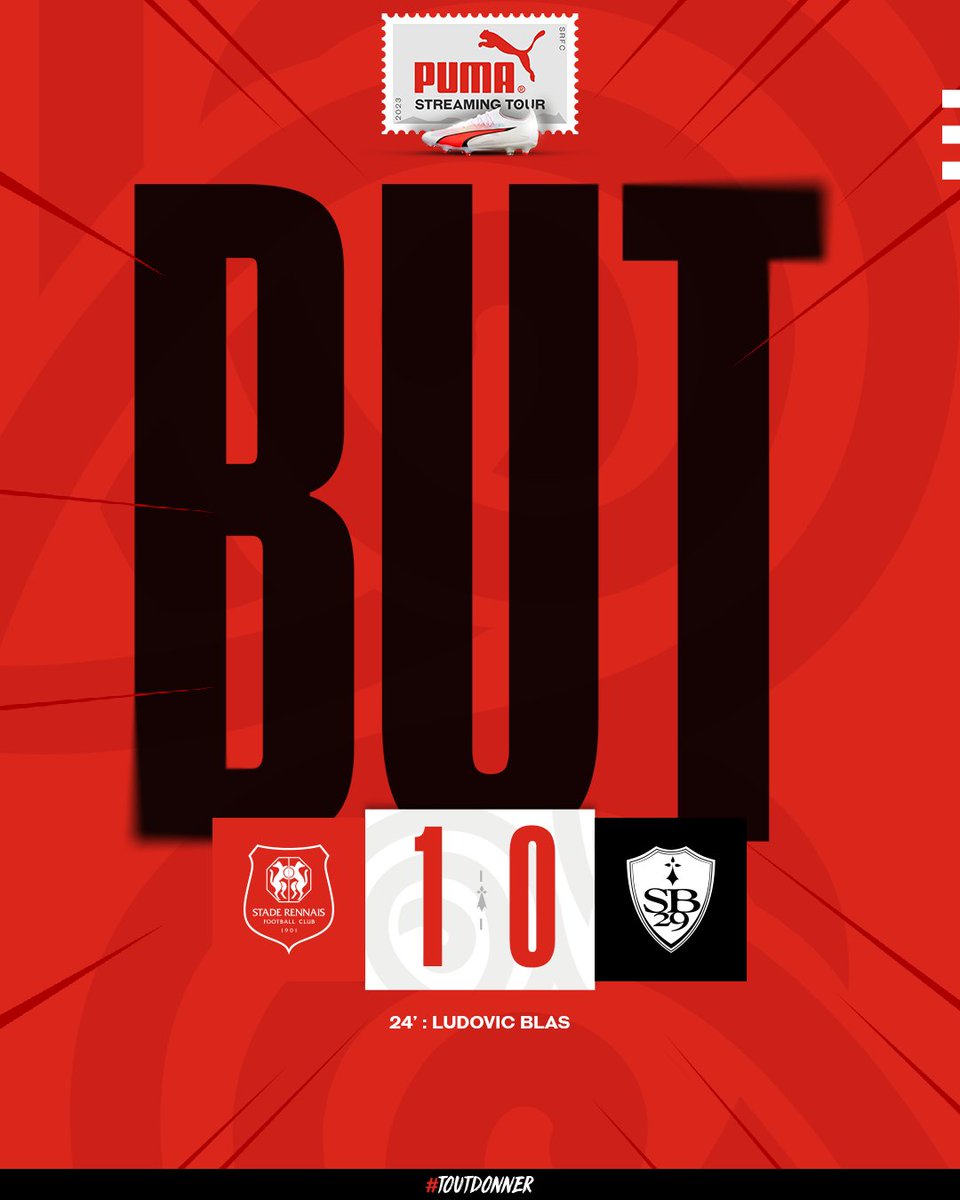 24' : L'ouverture du score de Ludovic Blas sur une magnfique remise de Baptiste Santamaria ! 🔴⚫️ #SRFCSB29 1-0