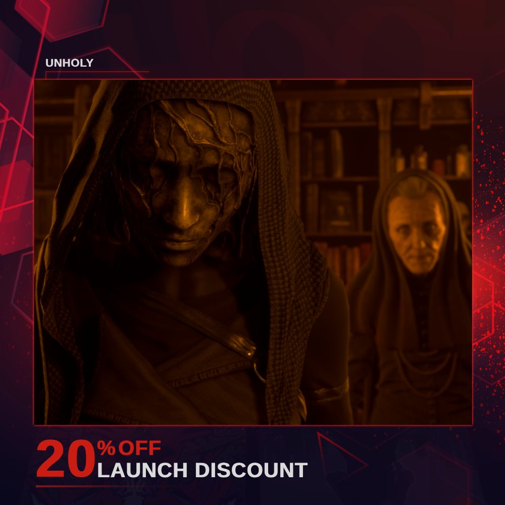 It's not too late to discover a twisted reality and unfold the many lies of the Spring of Eternity 👁️ For the last 24 hours, #Unholy will be yours with a 20% special launch discount. Time's ticking! ⏰
