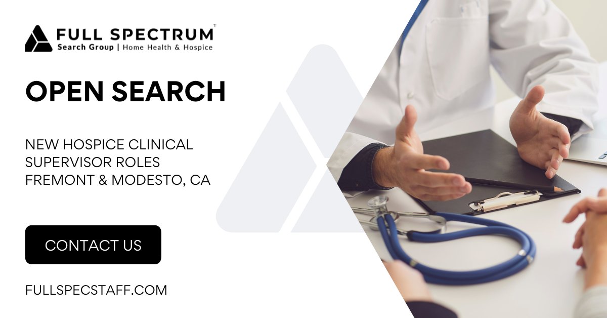 FullSpecStaff's tweet photo. Full Spectrum Search Group has been retained to recruit two Hospice Clinical Supervisor roles in Fremont & Modesto, CA. Reach out to Managing Partner Joshua Moore for more information.
#ExecutiveSearch #homehealthandhospice #Recruiting #RetainedSearch
https://t.co/FwMBZC04Nj https://t.co/Jtwmd11Zpf