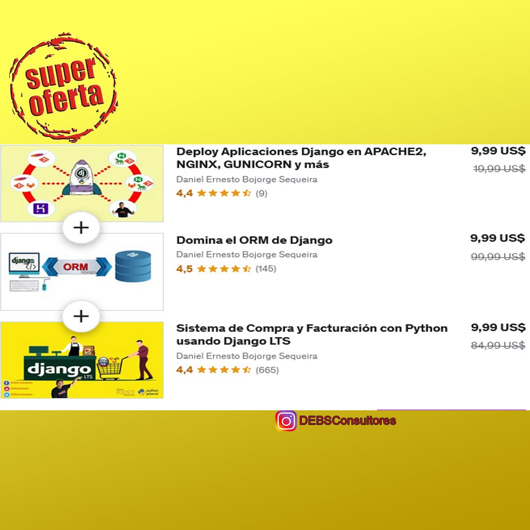 DEBSConsultores's tweet image. 💥 ¡Aprende #Desarrollo #Web en @Udemy!

🚀 Adquiere nuevas habilidades con cursos top al PRECIO MÁS BAJO. 🌟🎁 #Desarrollo #Udemy #CursosGratis #django #python #jQuery #js #deploy

¡Inscríbete ya! 👉 lnkd.in/ennbe9ty 👈 #OfertaLimitada #AprendizajeOnline #CódigoDescuento