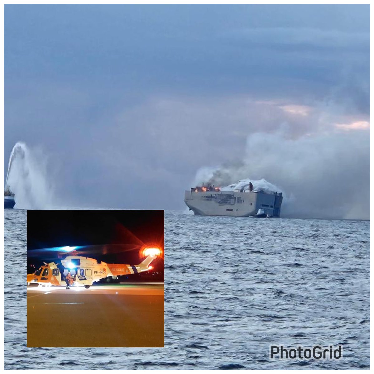 Het VRR MIRG.NL is vannacht ingezet bij de brand aan boord van het schip bij Ameland. Maar het werd letterlijk ‘te heet onder de voeten’. De bemanning van #FremantleHighway moest het schip verlaten. MIRG werd niet verder ingezet maar trots dat snel werd gereageerd