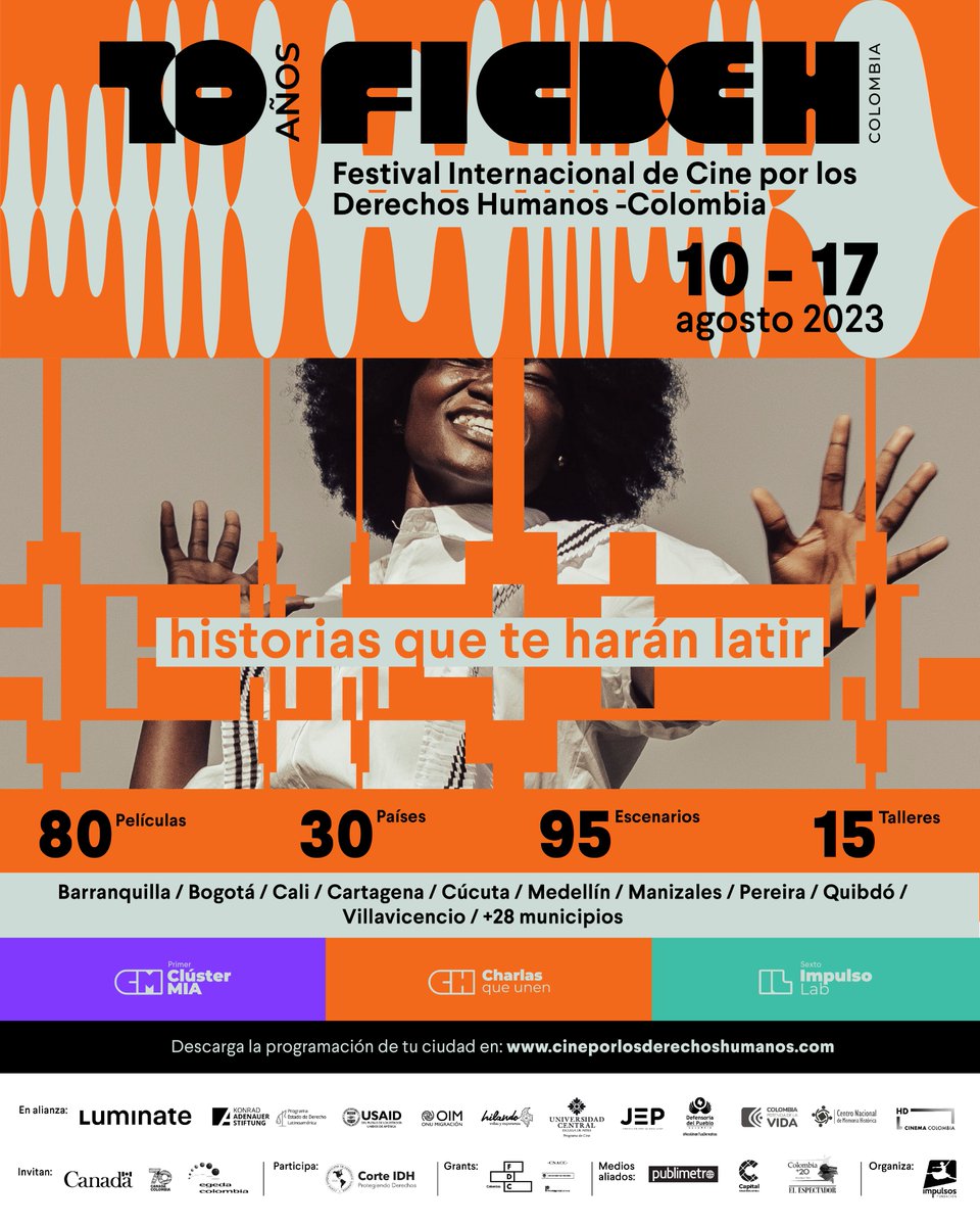 ¡Es hora de celebrar una década de cine por los derechos humanos! Presentamos con gran emoción el poster oficial de #FICDECH10Años con nuestro Aliado principal: Luminate Group. 

Queremos que te maravilles con el poderoso cine que nos inspira, nos mueve y cambia el mundo.