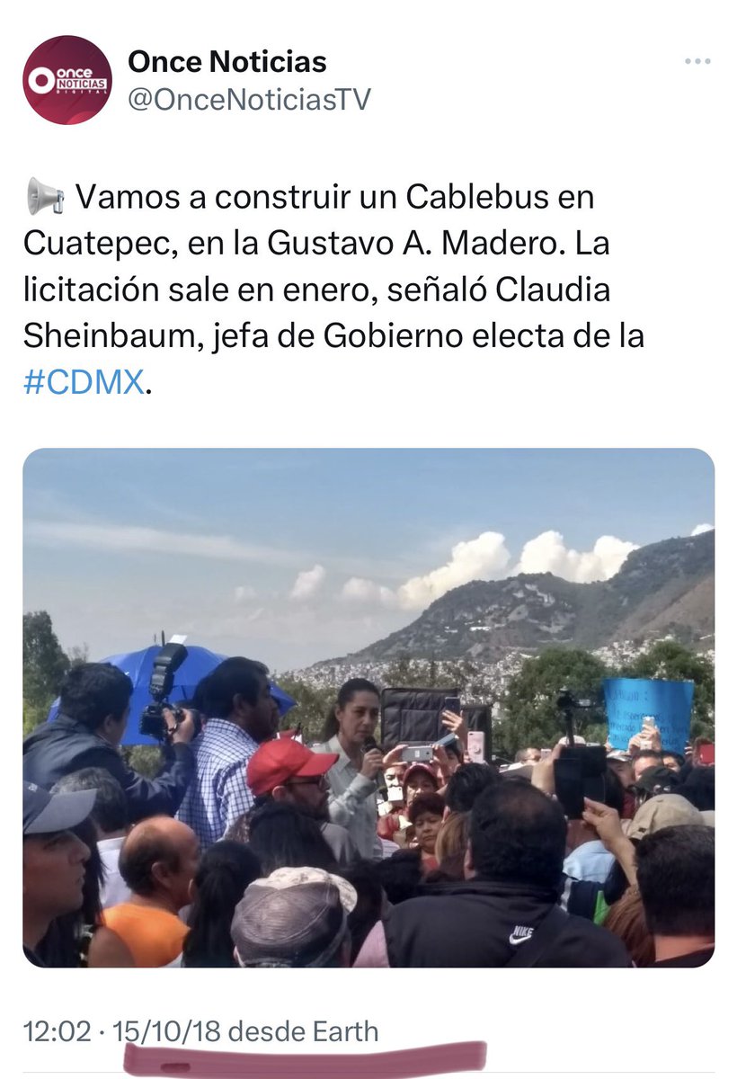 Sheinials's tweet photo. En 2018, la entonces Jefa de Gobierno Electa @Claudiashein prometía construir una línea de Cablebús en #Cuatepec, CDMX.

En 2021 la inauguró como la línea más grande del continente americano. 

Hoy regresa a Cuatepec a compartir los logros de la 4T. 

#EsClaudiaLaRespuesta https://t.co/R8X1mpmRd3