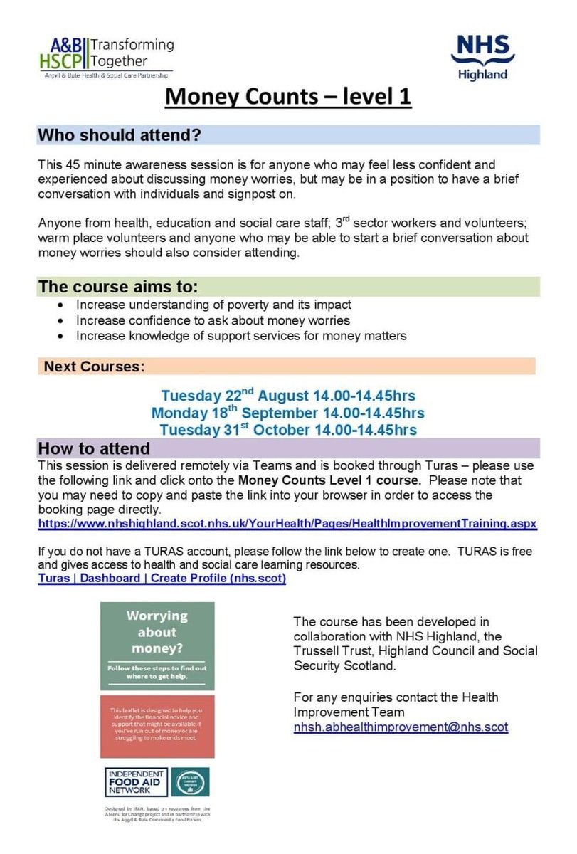 Alison Mcgrory (@alisonmcgrory12) on Twitter photo Helpful 45 minute information session on money advice for anyone who works with the public. Reducing poverty is the most effective way to improve health.
#socialdeterminantsofhealth
<a href="/abhscp/">Argyll and Bute HSCP</a> Helpful 45 minute information session on money advice for anyone who works with the public. Reducing poverty is the most effective way to improve health.
#socialdeterminantsofhealth
<a href="/abhscp/">Argyll and Bute HSCP</a>