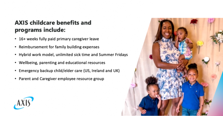 AXIS_Capital's tweet photo. At #AXIS, we understand the importance of supporting working parents and caregivers. Through our child care benefits and programs, we strive to create an inclusive and supportive workplace. Learn more here: https://t.co/YfpcQFyM2L
#ShowUsYourChildCare
#LifeAtAXIS https://t.co/G0EoBlk40h